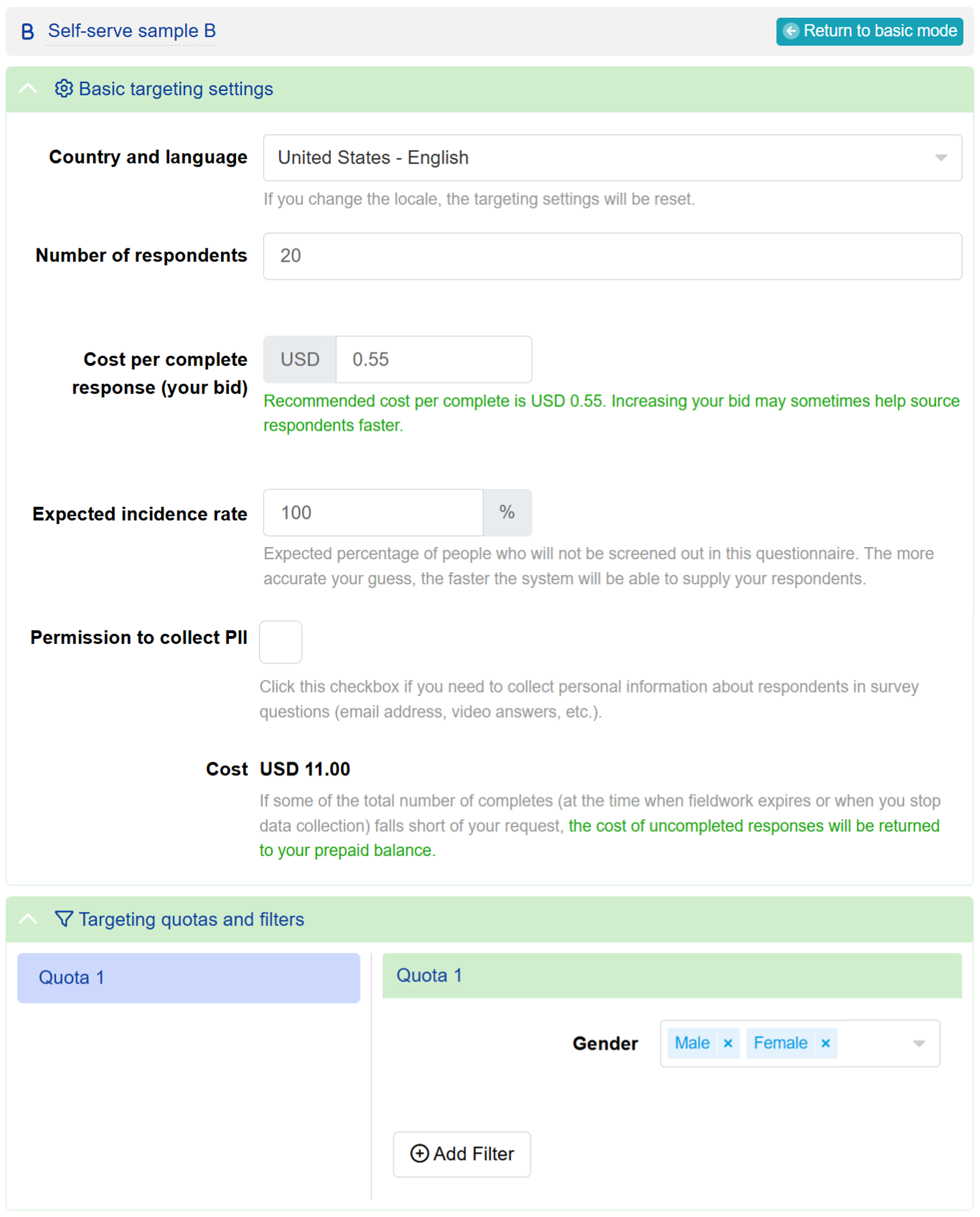 Get quick feedback using Self-serve sample B