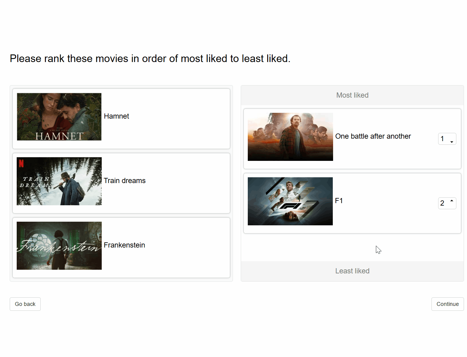 Drag-and-drop ranking