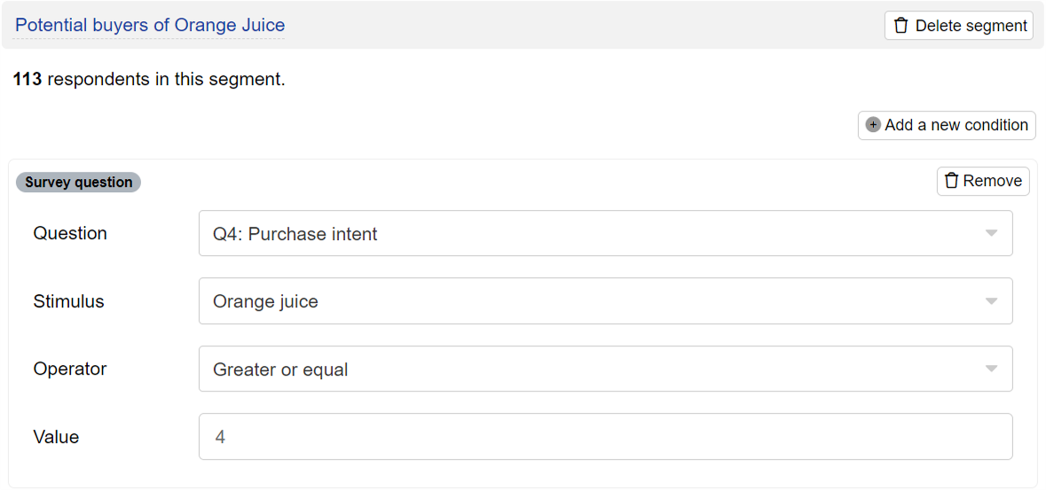 Selecting what information determines segments in the monadic test report Selecting what information determines segments in the monadic test report