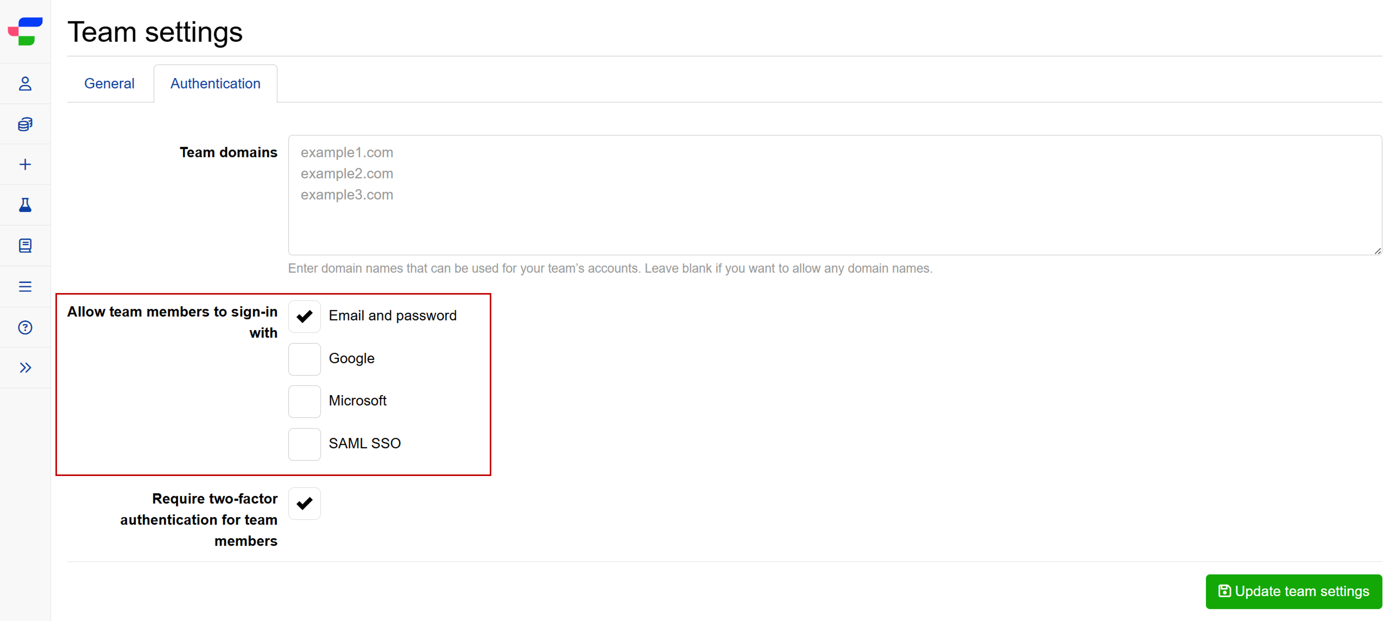 Specifying sign-in methods Specifying sign-in methods
