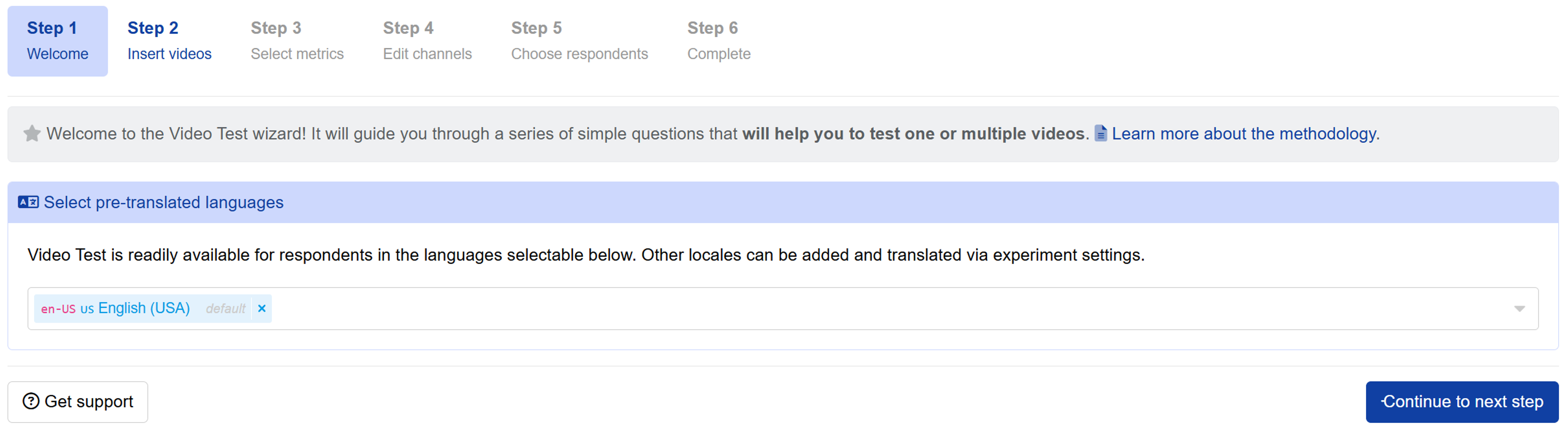 Select Video Test and your pre-translated language