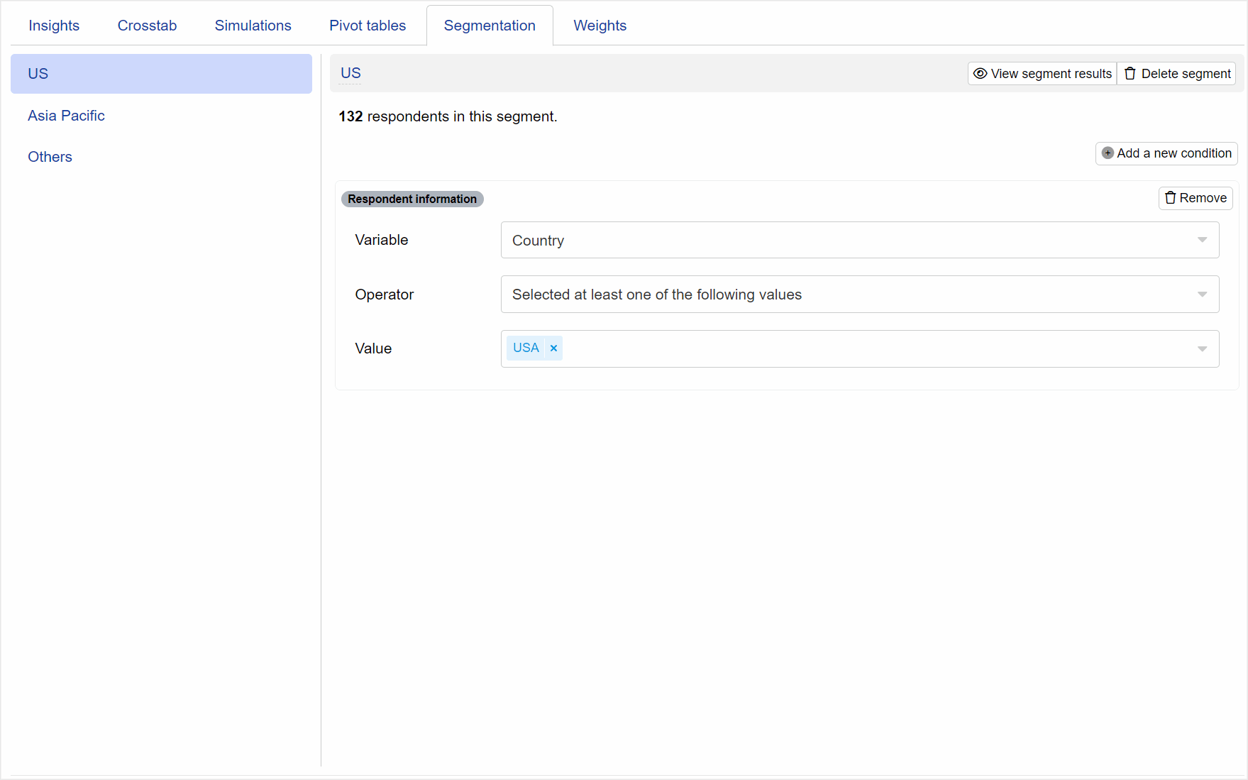 Viewing segmentation results in the survey report Viewing segmentation results in the survey report