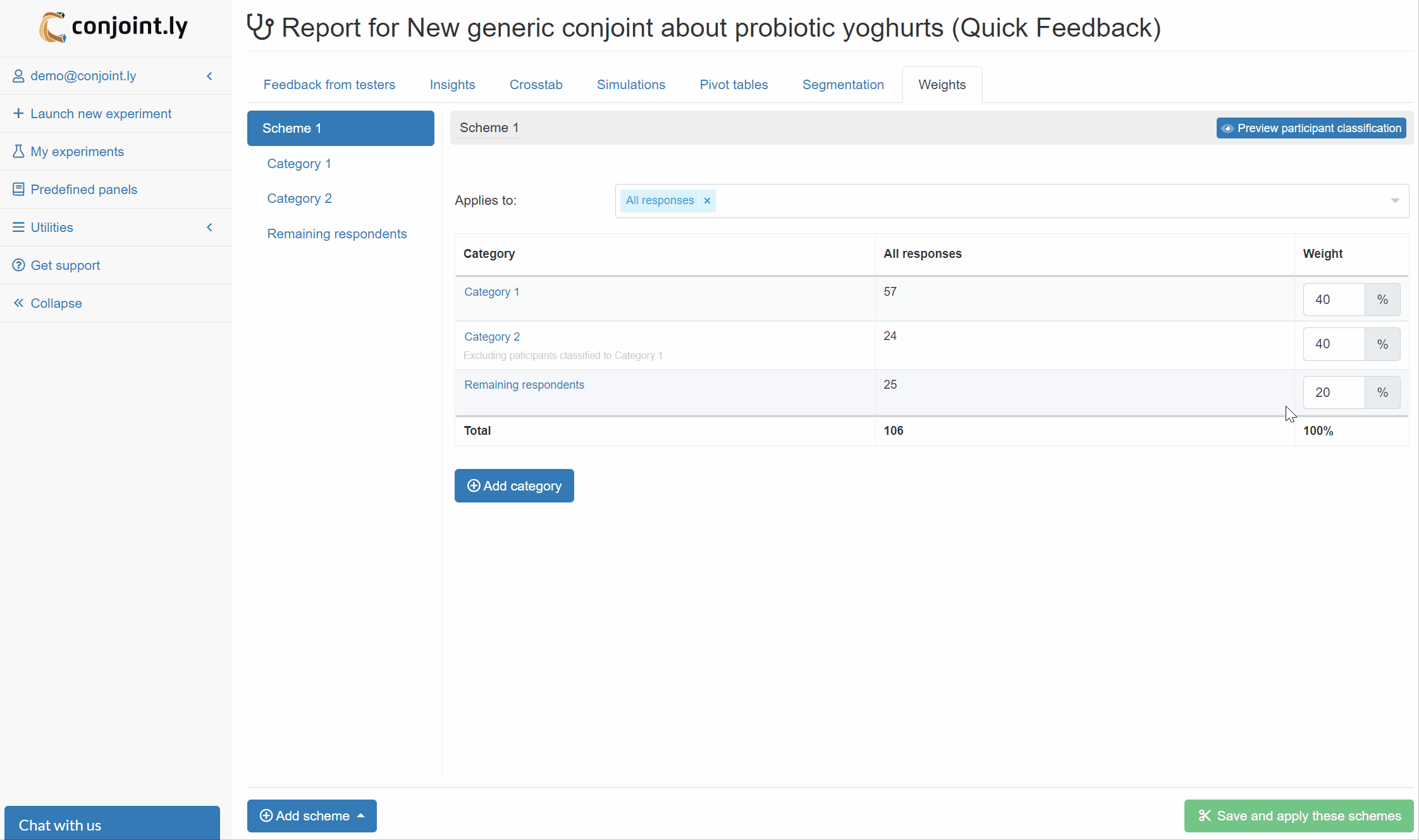 Preview weighting scheme Preview weighting scheme